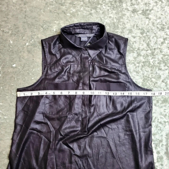 Armani Exchange Metallic Black Sleeveless Blouse - Picture 7 of 10